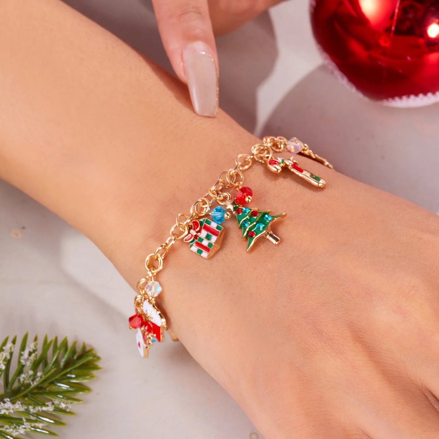 Fashion Santa Claus Snowman Star Christmas Tree Pendant Bracelet For - Christmas.ca
