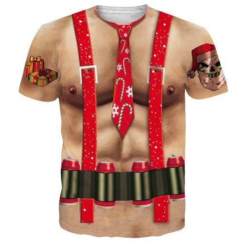 Funny Muscle Santa Claus Costume T-shirt 3D Printed Men Women T-shirt - Christmas.ca