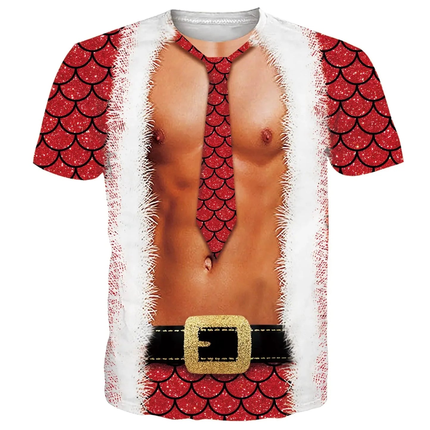 Funny Muscle Santa Claus Costume T-shirt 3D Printed Men Women T-shirt - Christmas.ca