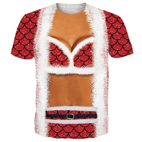 Funny Muscle Santa Claus Costume T-shirt 3D Printed Men Women T-shirt - Christmas.ca