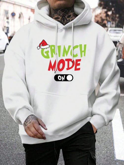 Green Haired Monsters Hoodie Men Grinch Mode Letter Hoodies Warm - Christmas.ca