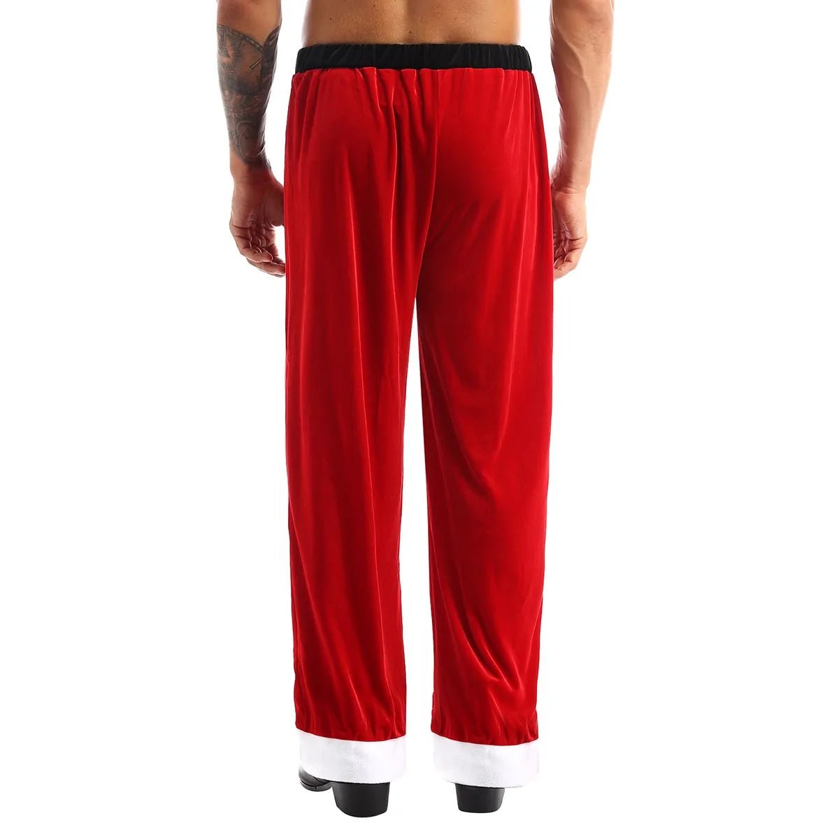 Mens Adult Christmas Santa Claus Costume Red Velvet Long Pants - Christmas.ca