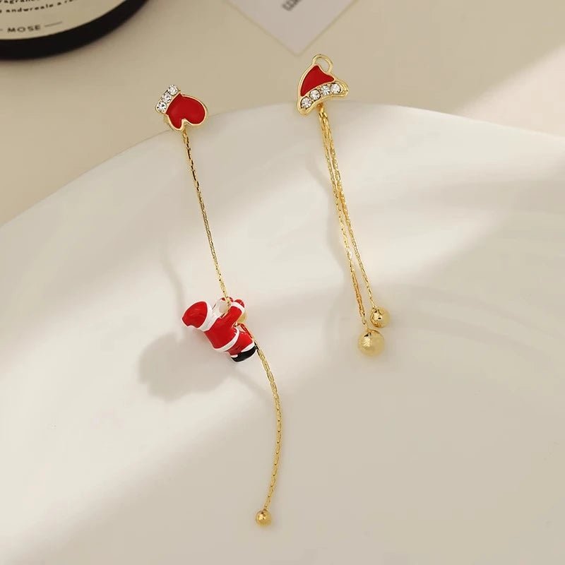 New Design Asymmetric Snowflake Christmas Boot Hat Drop Earrings for - Christmas.ca