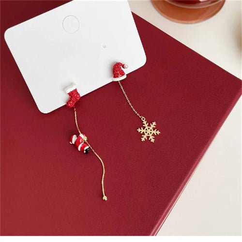 New Design Asymmetric Snowflake Christmas Boot Hat Drop Earrings for - Christmas.ca