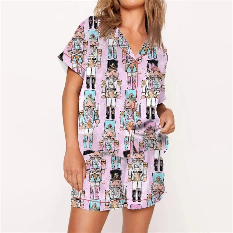 Nutcracker Pajamas Women Christmas Pajama Set Short Sleeve - Christmas.ca