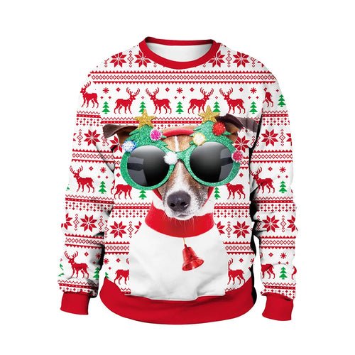 Unisex Ugly Christmas Print Pullover Sweater Shape For Men Women 3D - Christmas.ca