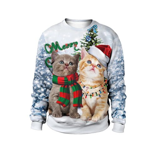 Unisex Ugly Christmas Print Pullover Sweater Shape For Men Women 3D - Christmas.ca