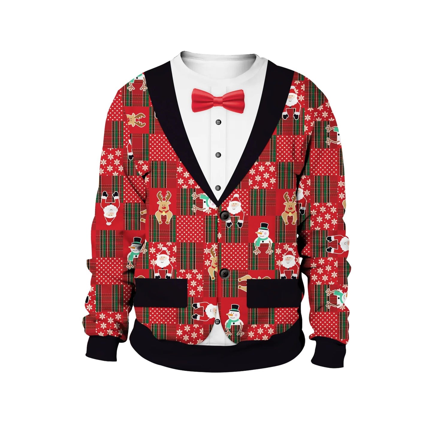 Unisex Ugly Christmas Print Pullover Sweater Shape For Men Women 3D - Christmas.ca