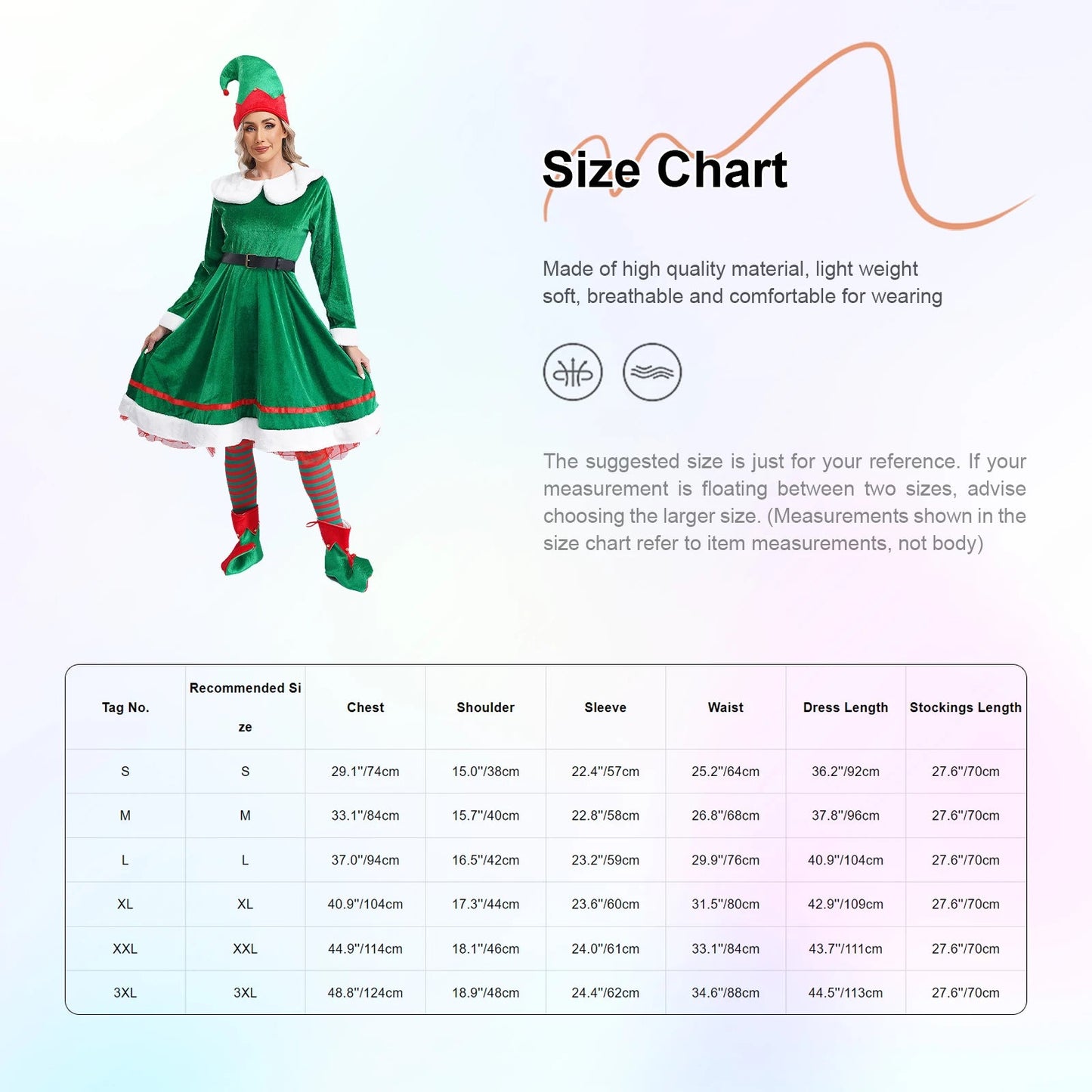 Womens Christmas Elf Cosplay Costume Flannel Dress with Hat Shoes Belt - Christmas.ca