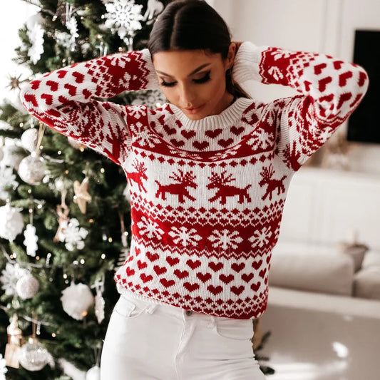 Autumn Winter Christmas Sweater Ladies Women Knitted Pullover Women
