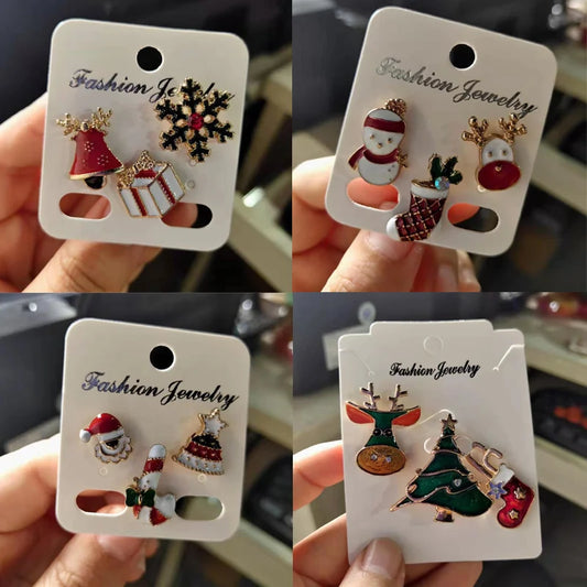 3pcs/set Christmas Gift For Women Men Brooches Enamel Pins Santa Claus