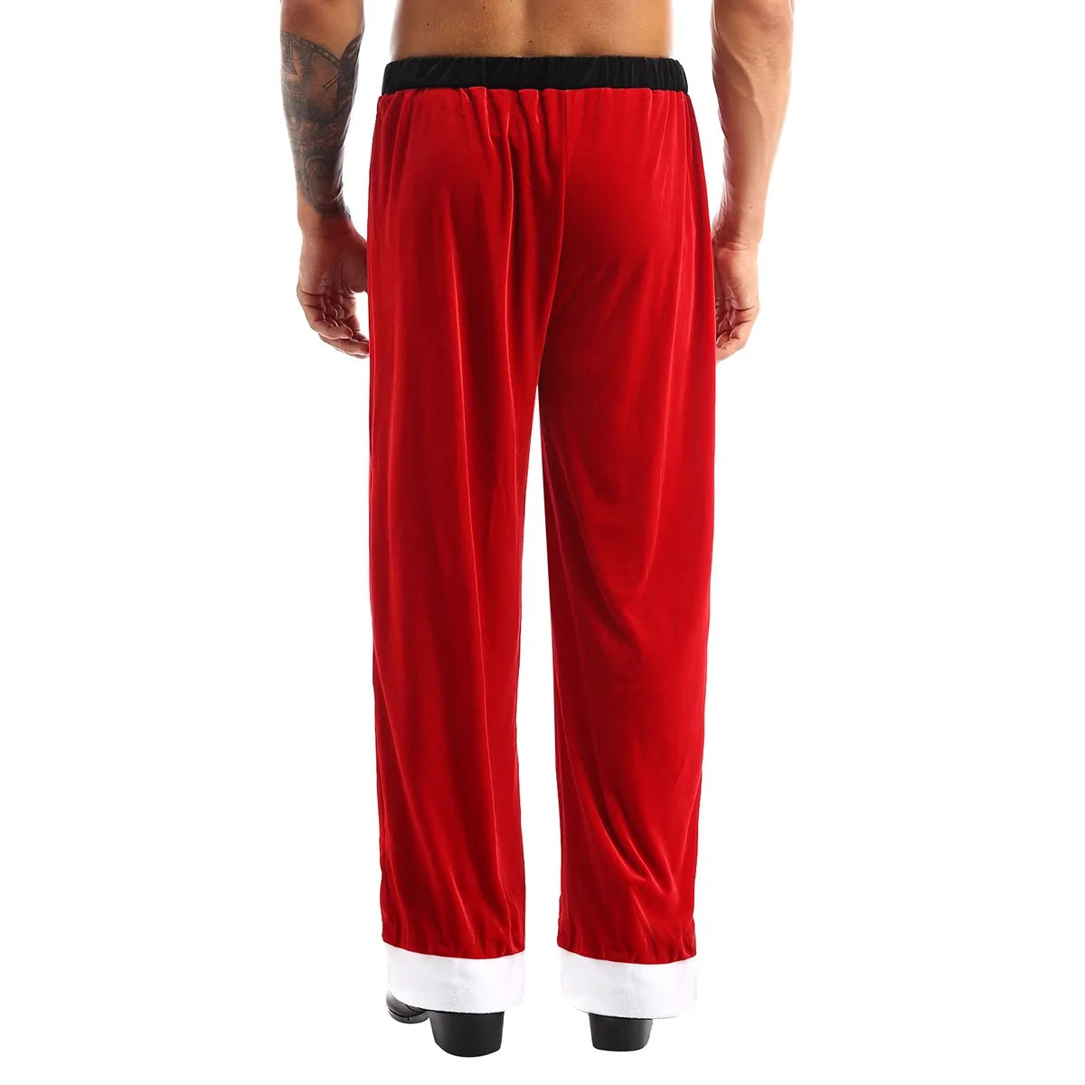 Mens Adult Christmas Santa Claus Costume Red Velvet Long Pants