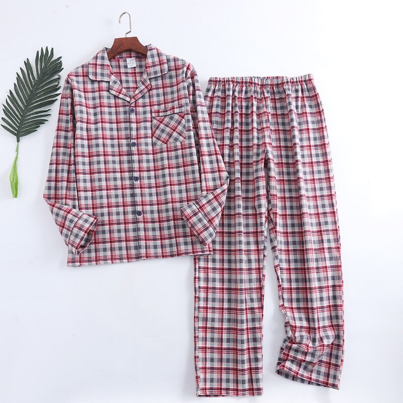 Men Plaid Flannel Pajama Set | Men Cotton Flannel Pajamas | Mens