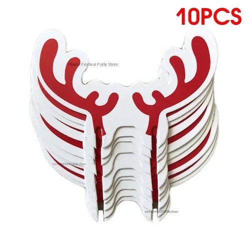 10pcs/set Christmas Glass Cup Card Santa Claus Hat Wine Glass Decor