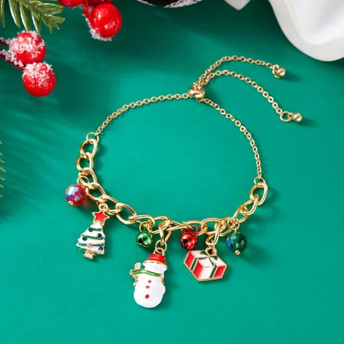 Fashion Santa Claus Snowman Star Christmas Tree Pendant Bracelet For