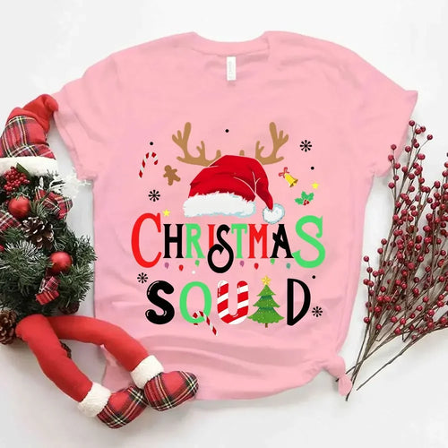 Family Christmas 2024 Squad Tshirts Matching Christmas Santa Reindeer