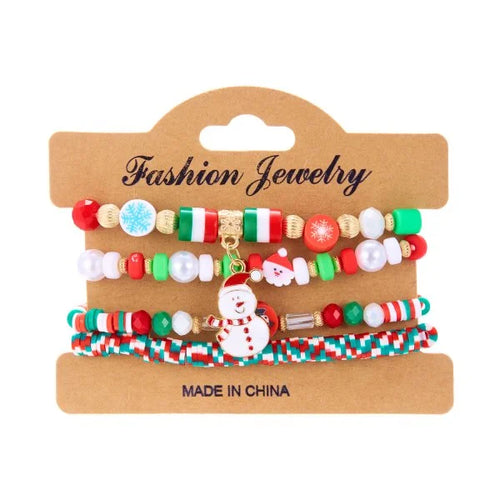 Fashion Santa Claus Snowman Star Christmas Tree Pendant Bracelet For