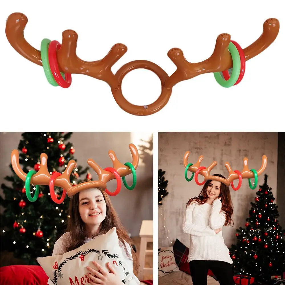 New Year Decoration Santa Funny Reindeer Antler Hat Inflatable Toys