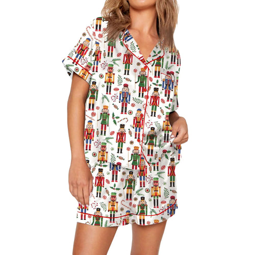 Nutcracker Pajamas Women Christmas Pajama Set Short Sleeve