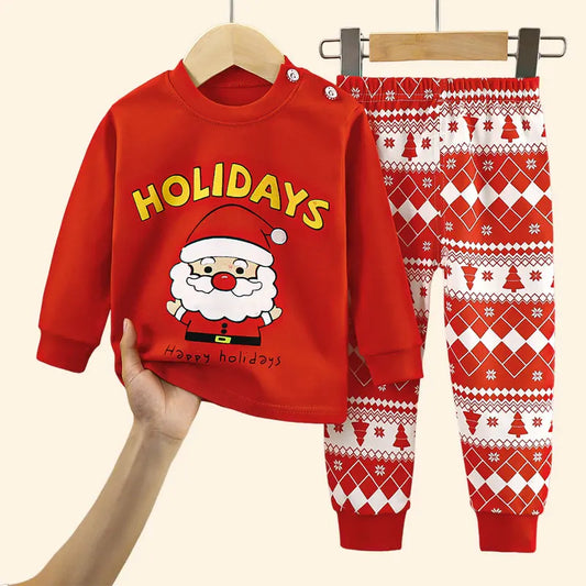 Christmas Kids Sets Cotton  Long Sleeve Children's Clothing Boy Girl
