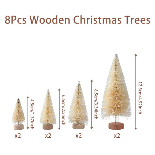 Artificial Mini Wooden Christmas Tree Blue Green White Gold Tower Pine