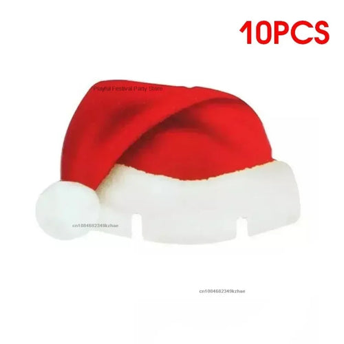 10pcs/set Christmas Glass Cup Card Santa Claus Hat Wine Glass Decor