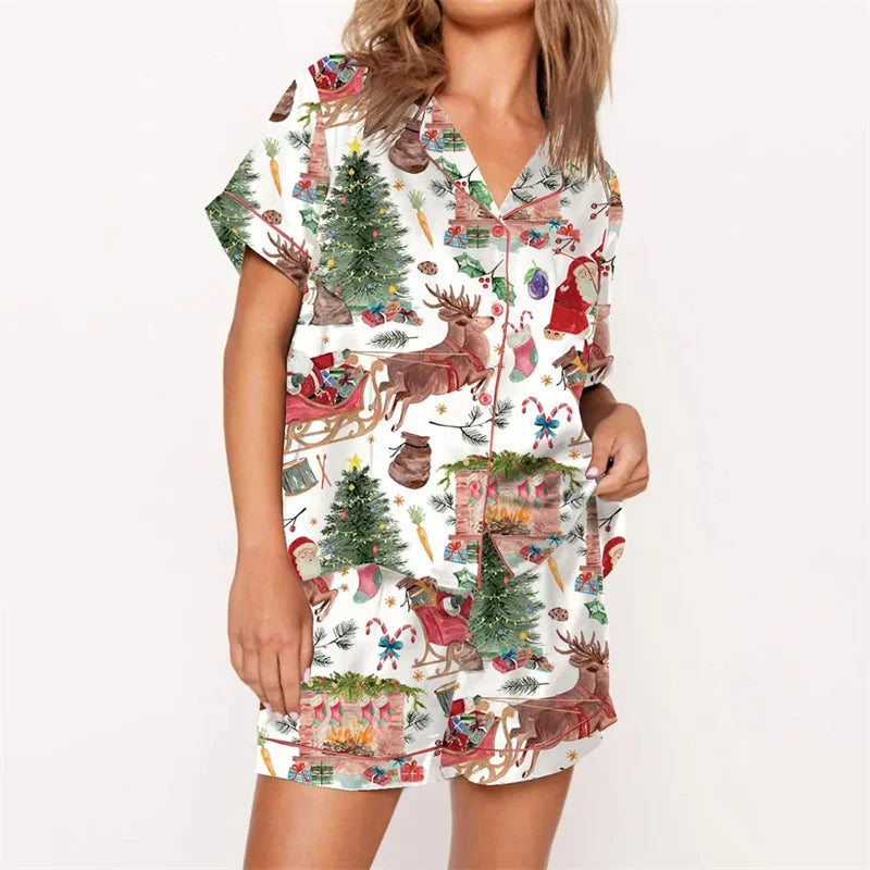 Nutcracker Pajamas Women Christmas Pajama Set Short Sleeve