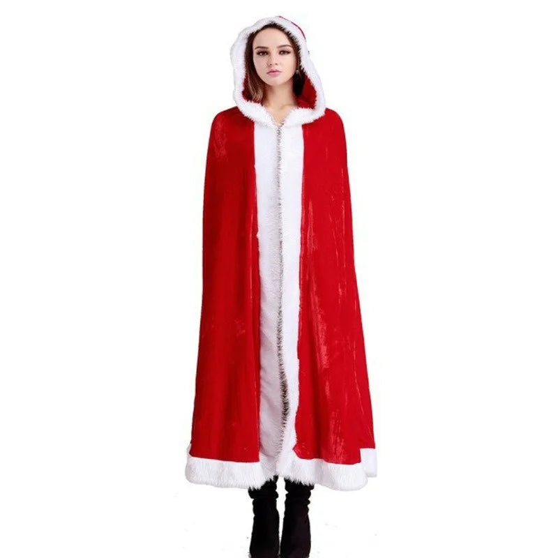 Halloween Christmas Costumes Adult Women Sexy Hooded Cloak Mrs Santa