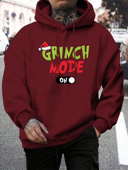 Green Haired Monsters Hoodie Men Grinch Mode Letter Hoodies Warm