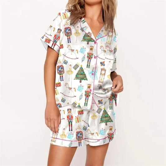 Nutcracker Pajamas Women Christmas Pajama Set Short Sleeve