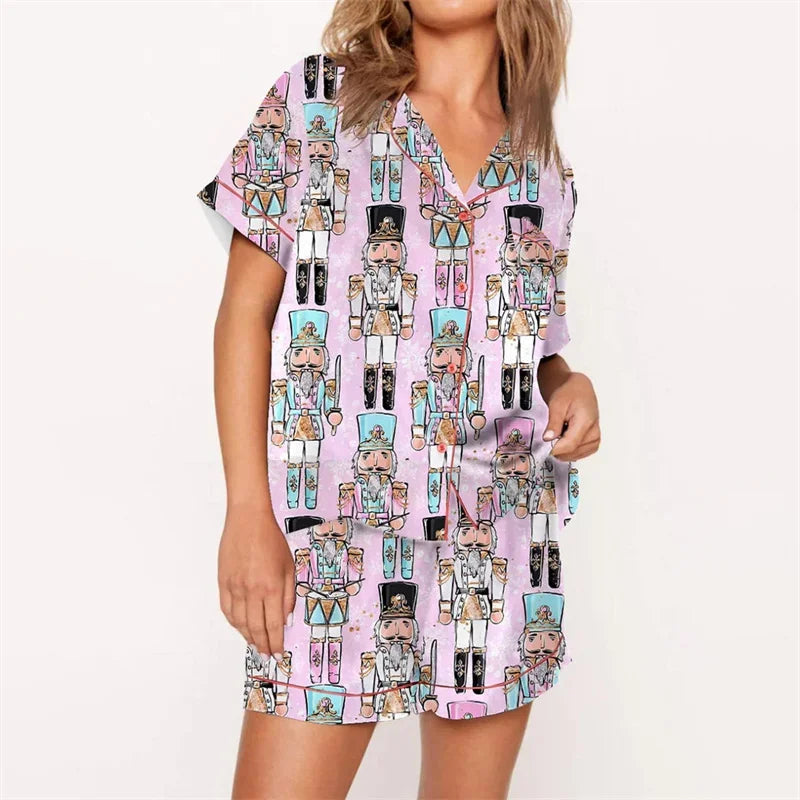 Nutcracker Pajamas Women Christmas Pajama Set Short Sleeve