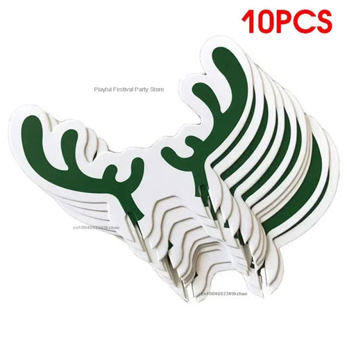 10pcs/set Christmas Glass Cup Card Santa Claus Hat Wine Glass Decor