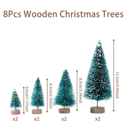 Artificial Mini Wooden Christmas Tree Blue Green White Gold Tower Pine