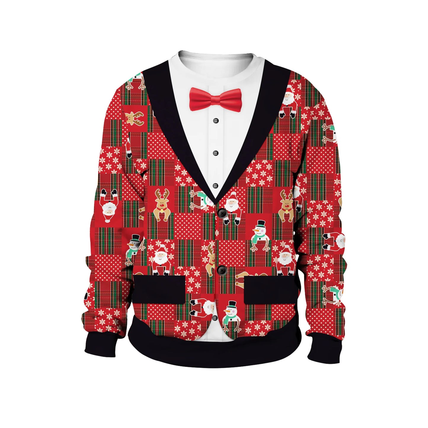 Unisex Ugly Christmas Print Pullover Sweater Shape For Men Women 3D