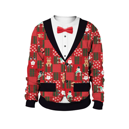 Unisex Ugly Christmas Print Pullover Sweater Shape For Men Women 3D