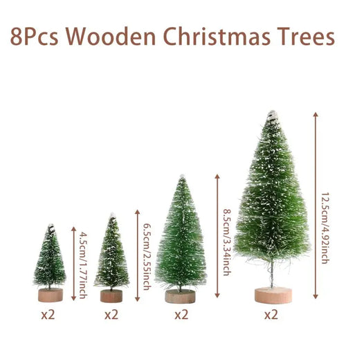 Artificial Mini Wooden Christmas Tree Blue Green White Gold Tower Pine