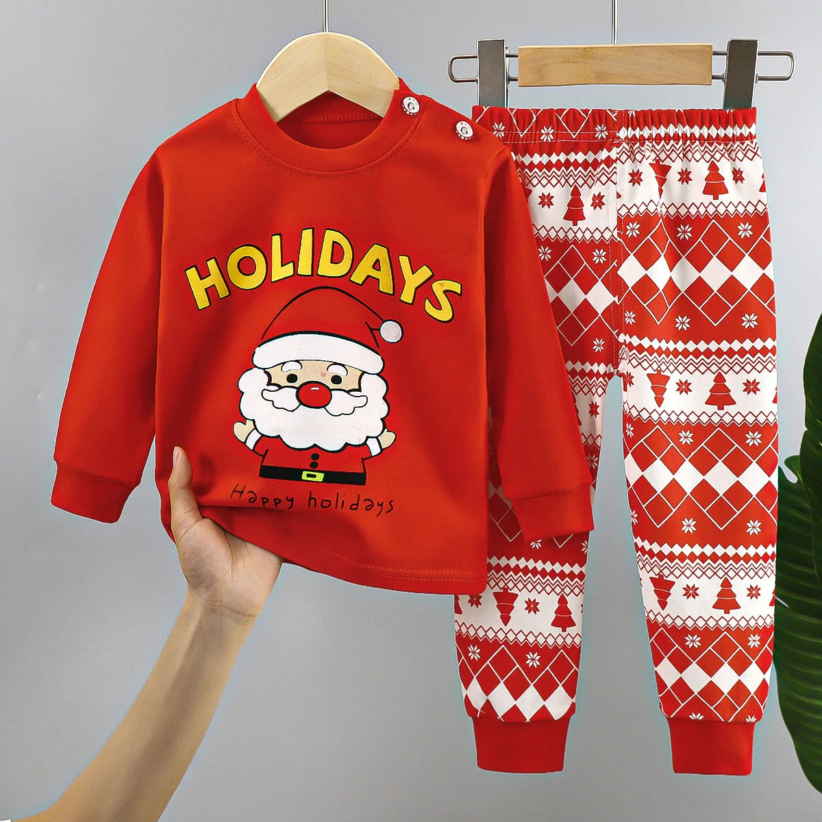 Christmas Kids Sets Cotton  Long Sleeve Children's Clothing Boy Girl