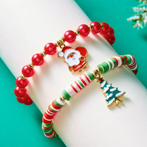 Fashion Santa Claus Snowman Star Christmas Tree Pendant Bracelet For