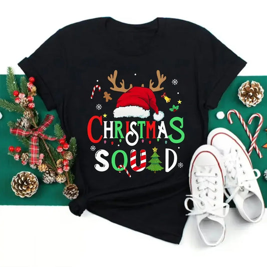Family Christmas 2024 Squad Tshirts Matching Christmas Santa Reindeer