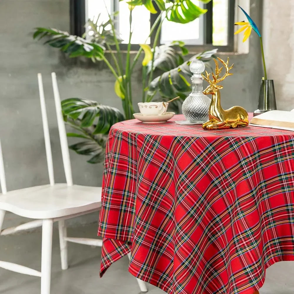 Plaid Tablecloth Xmas Christmas Red Green Rectangle Party Table Cloth