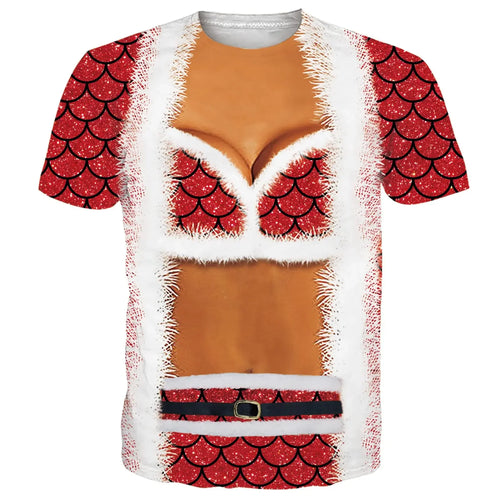 Funny Muscle Santa Claus Costume T-shirt 3D Printed Men Women T-shirt