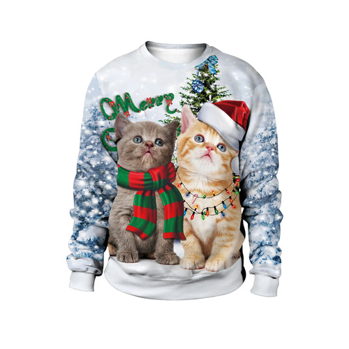 Unisex Ugly Christmas Print Pullover Sweater Shape For Men Women 3D