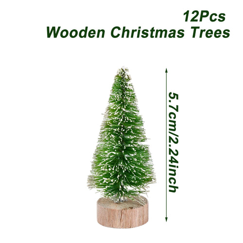 Artificial Mini Wooden Christmas Tree Blue Green White Gold Tower Pine
