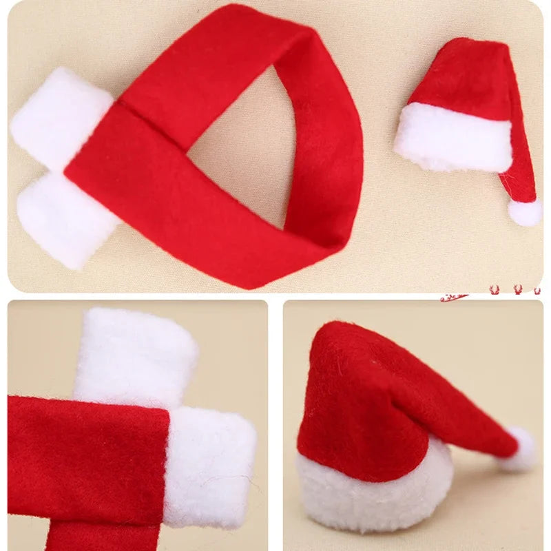 Merry Christmas Drink Bottle Bag Set Wine Bottle Covers Red Santa