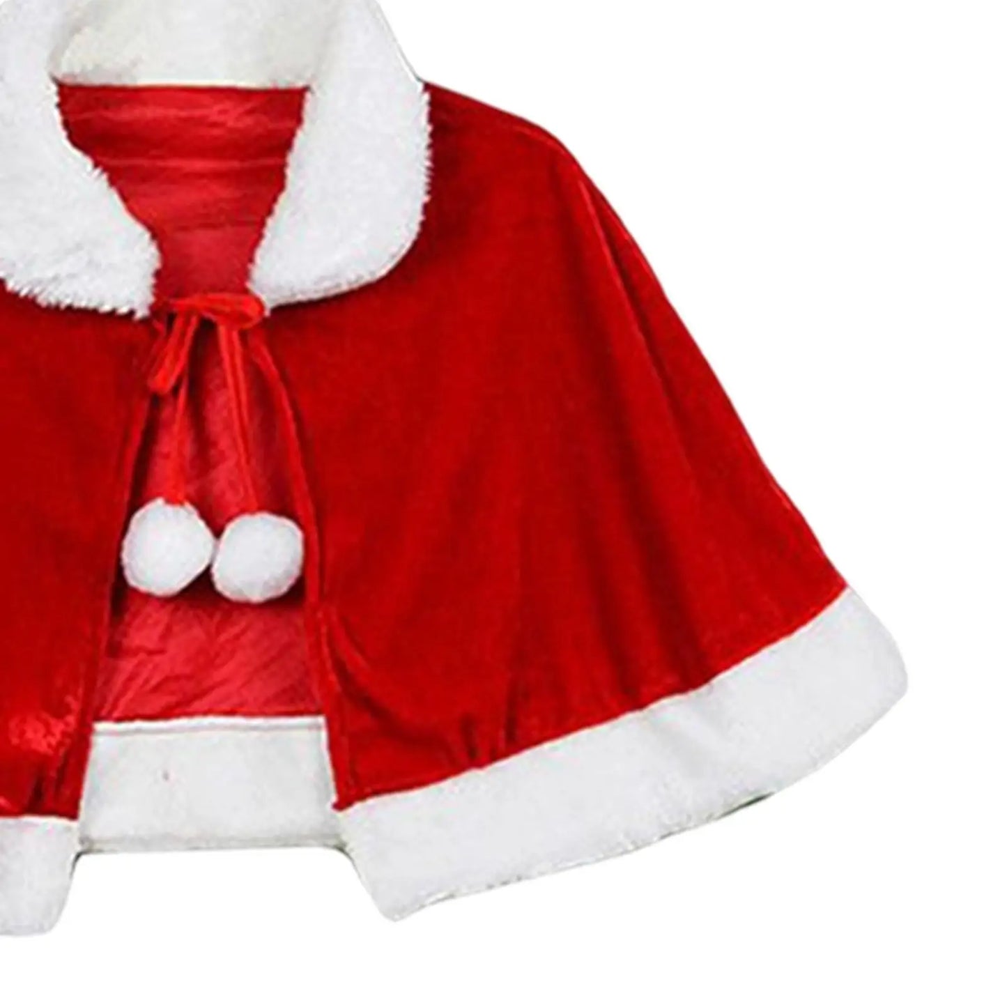 New Year Winter Red Velvet Cape Cloak Christmas Women Girl Shawl Party