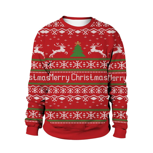 Unisex Ugly Christmas Print Pullover Sweater Shape For Men Women 3D