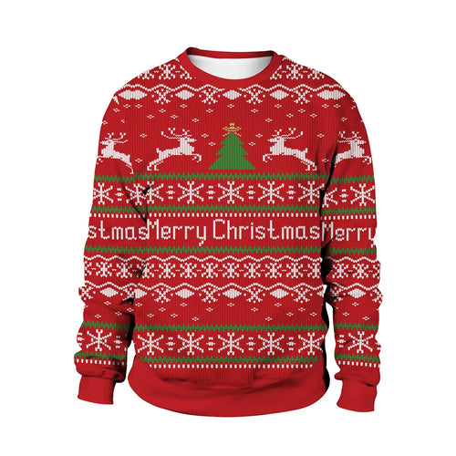 Unisex Ugly Christmas Print Pullover Sweater Shape For Men Women 3D