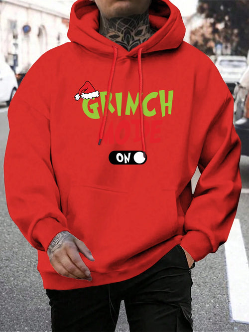 Green Haired Monsters Hoodie Men Grinch Mode Letter Hoodies Warm