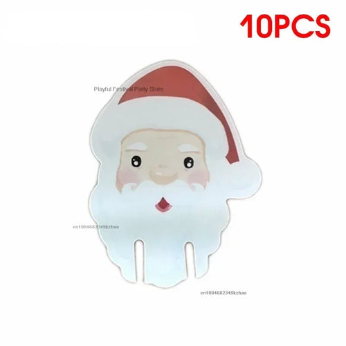 10pcs/set Christmas Glass Cup Card Santa Claus Hat Wine Glass Decor