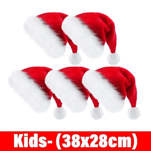 Plush Christmas Santa Hat Xmas Long Plush Holiday Red Hat for Adults